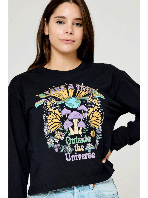 Jr Long Sleeve Shirt - Mushroom Take A Trip Outside The Universe-hotRAGS.com