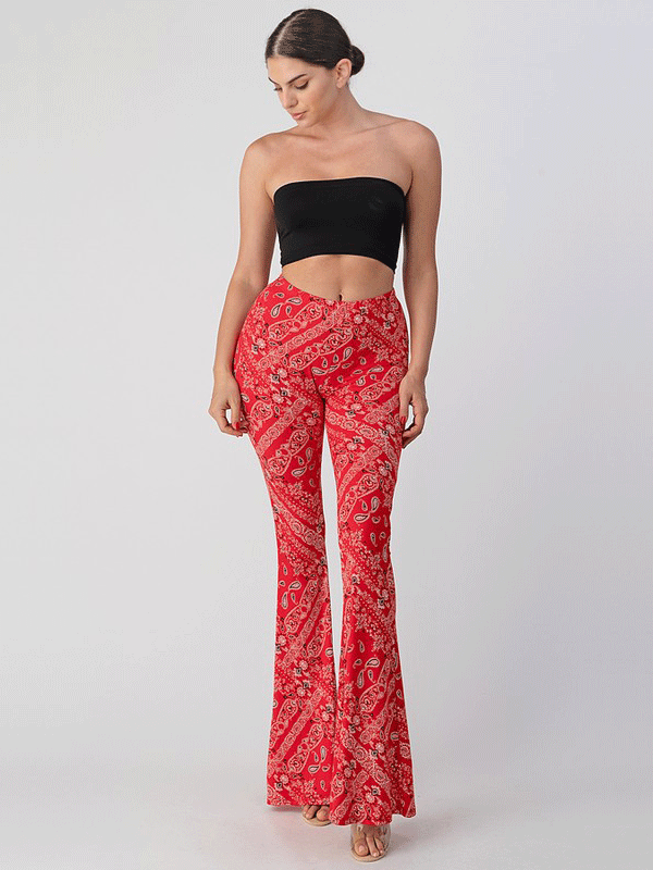 Palazzo Pants - Red Bandana Print-hotRAGS.com