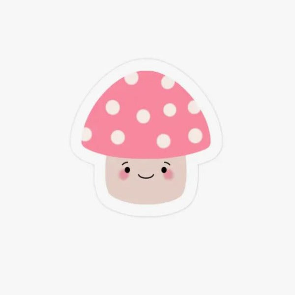 Cute kawaii pink mushroom vinyl sticker-hotRAGS.com