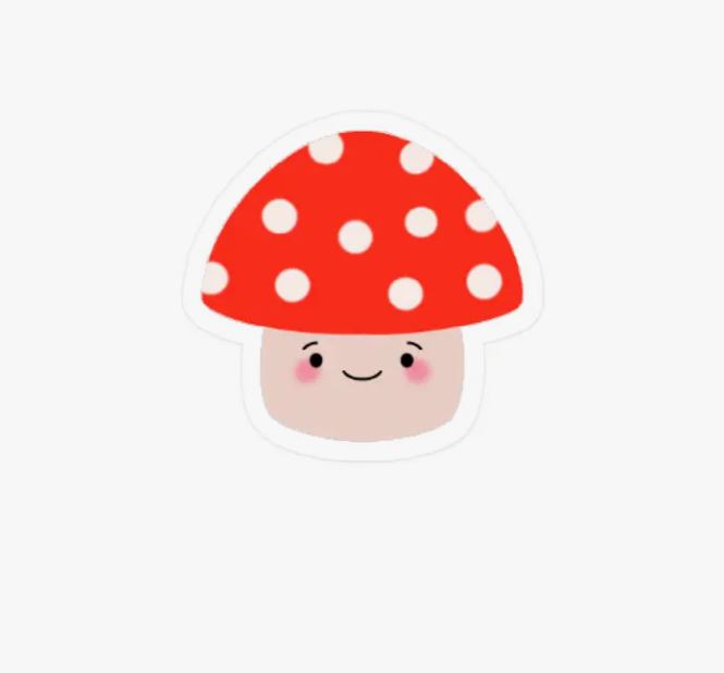 Sticker - Cute Kawaii Red Mushroom Vinyl Sticker-hotRAGS.com