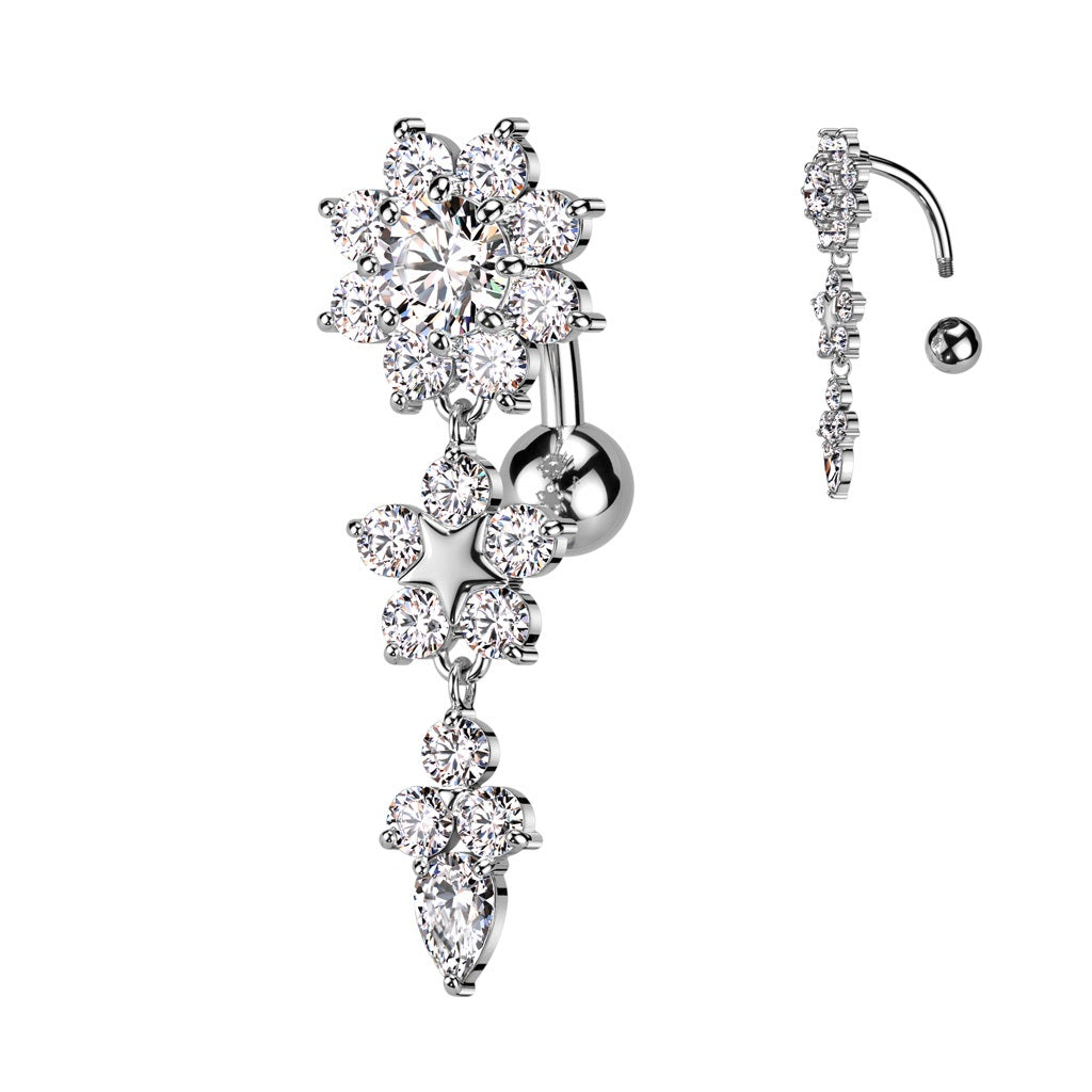 Belly Ring Top Down Flower-hotRAGS.com
