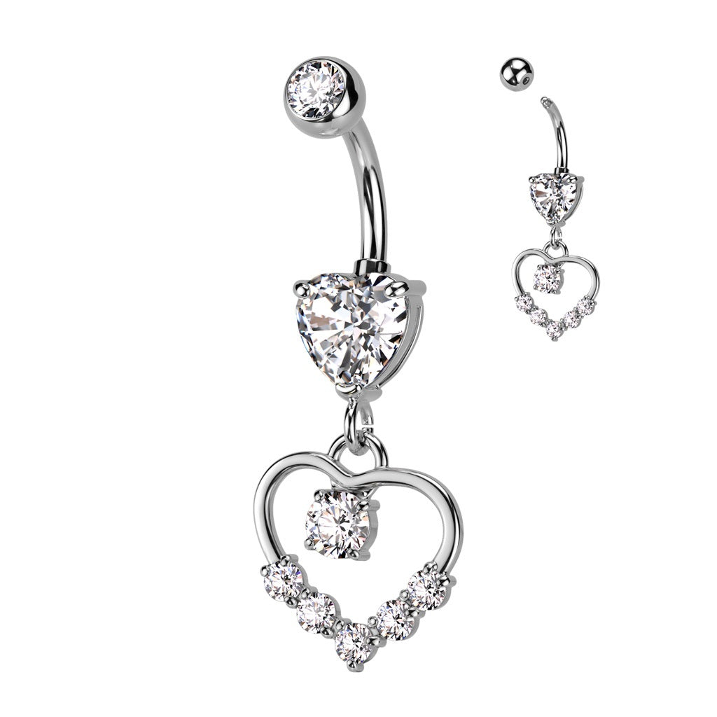 Belly Ring Heart Cz Heart Pave-hotRAGS.com