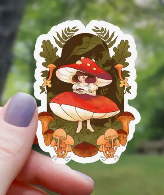 Mushroom Forest Fairy Sticker-hotRAGS.com