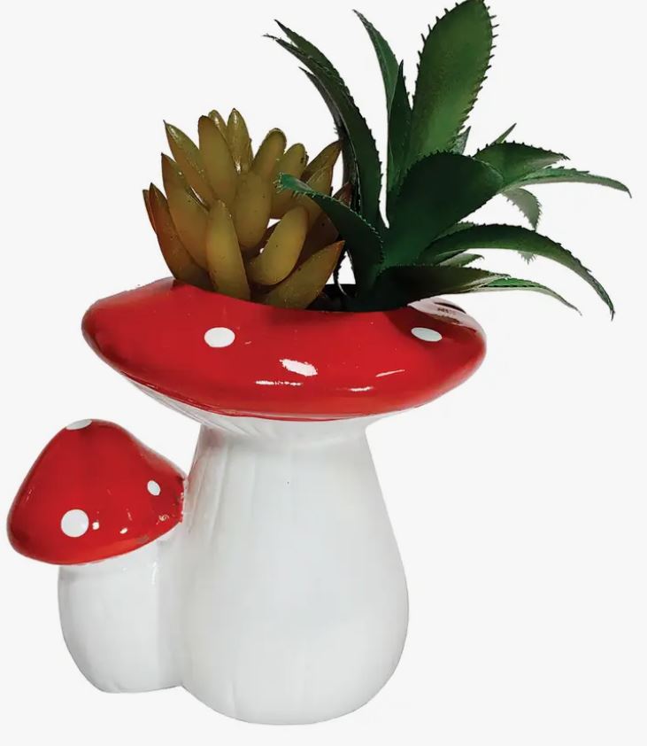 Mini Mushroom w/ Faux Succulent-hotRAGS.com