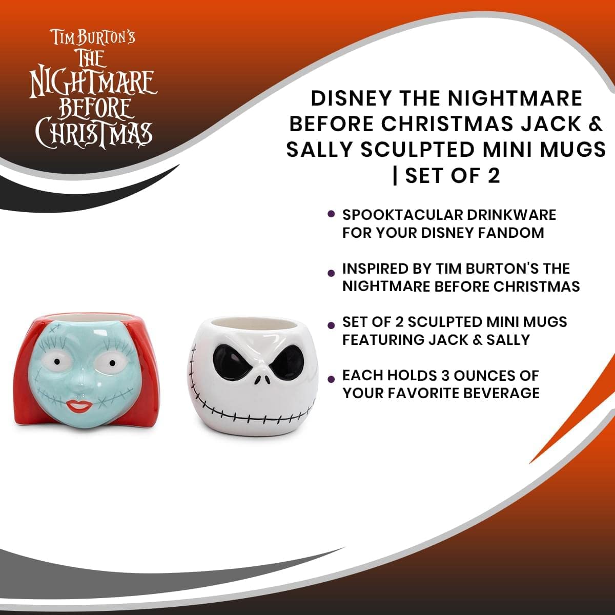 Nightmare Before Christmas 2pc Ceramic Sculpted Mini Cup-hotRAGS.com
