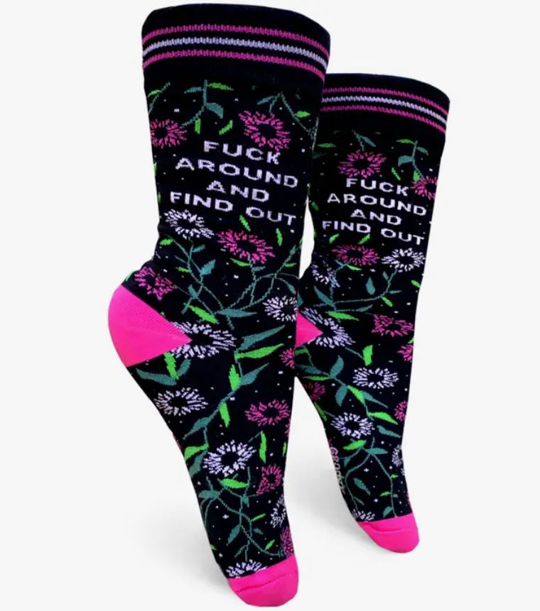 Fuck Around and Find Out Crew Socks-hotRAGS.com