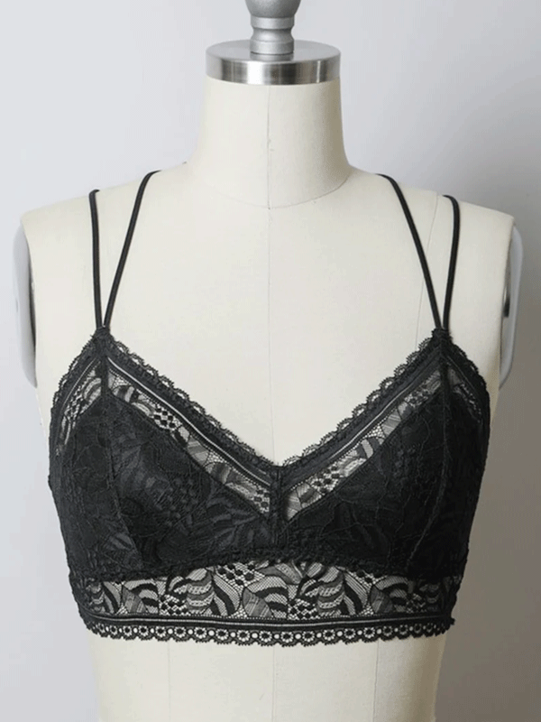Strappy Geometric Bralette - Black-hotRAGS.com