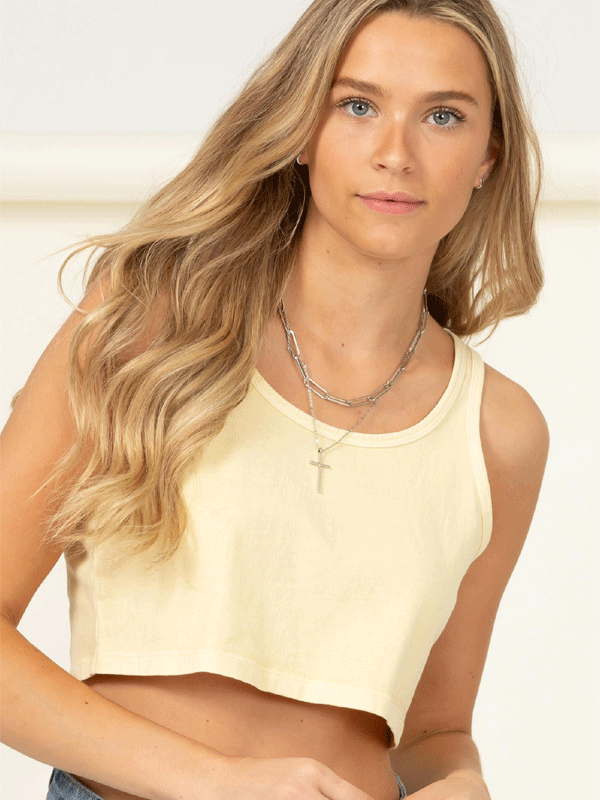 Jr Tank Crop Top - Sleeveless  -Yellow-hotRAGS.com