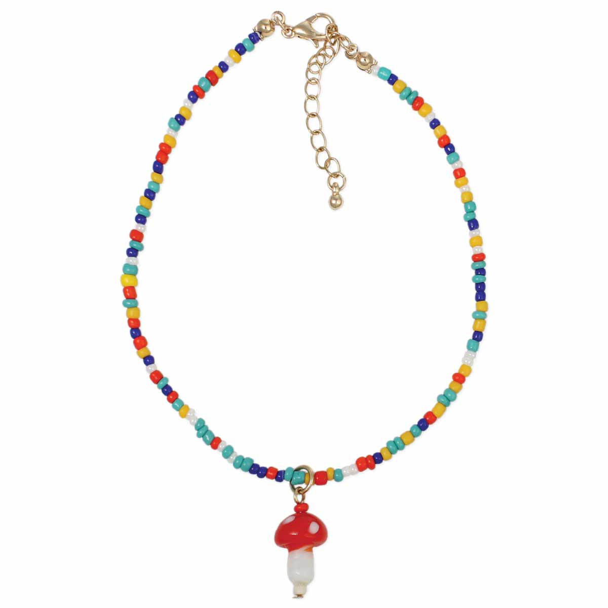 Multicolor Mushroom Charm Anklet-hotRAGS.com