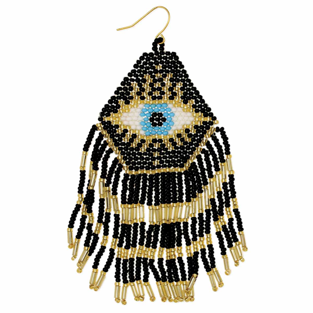 Mystical Eye Seed Bead Fringe Earrings-hotRAGS.com