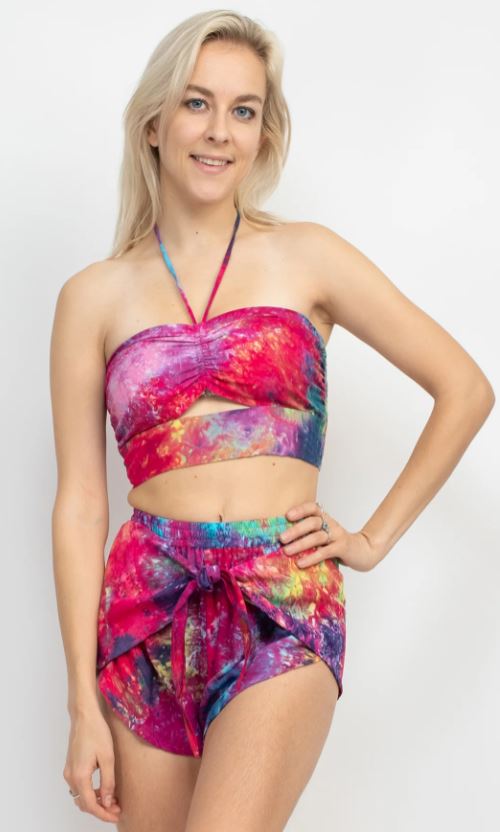 Jr Halter Ruched Tie Dye-hotRAGS.com