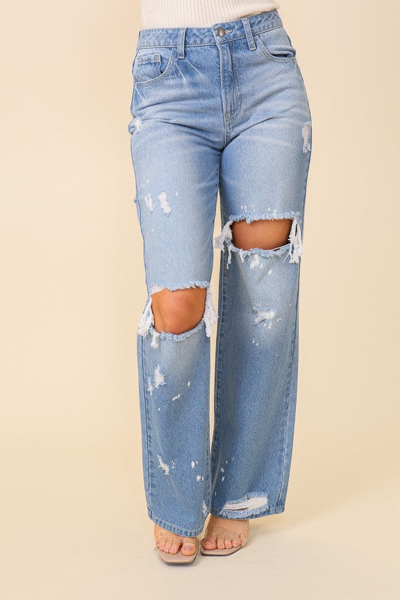 High Waist Wide Leg Denim Pants-hotRAGS.com