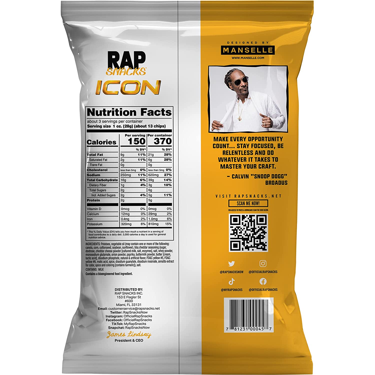 Rap Snacks Featuring Hip-Hop Star Snoop Dogg Cheddar BBQ 2.5 Oz-hotRAGS.com