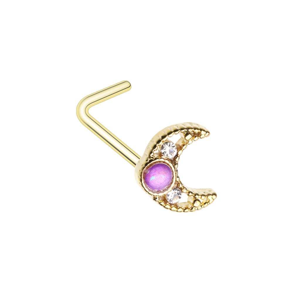 L Shape Golden Opal Nose Ring-hotRAGS.com