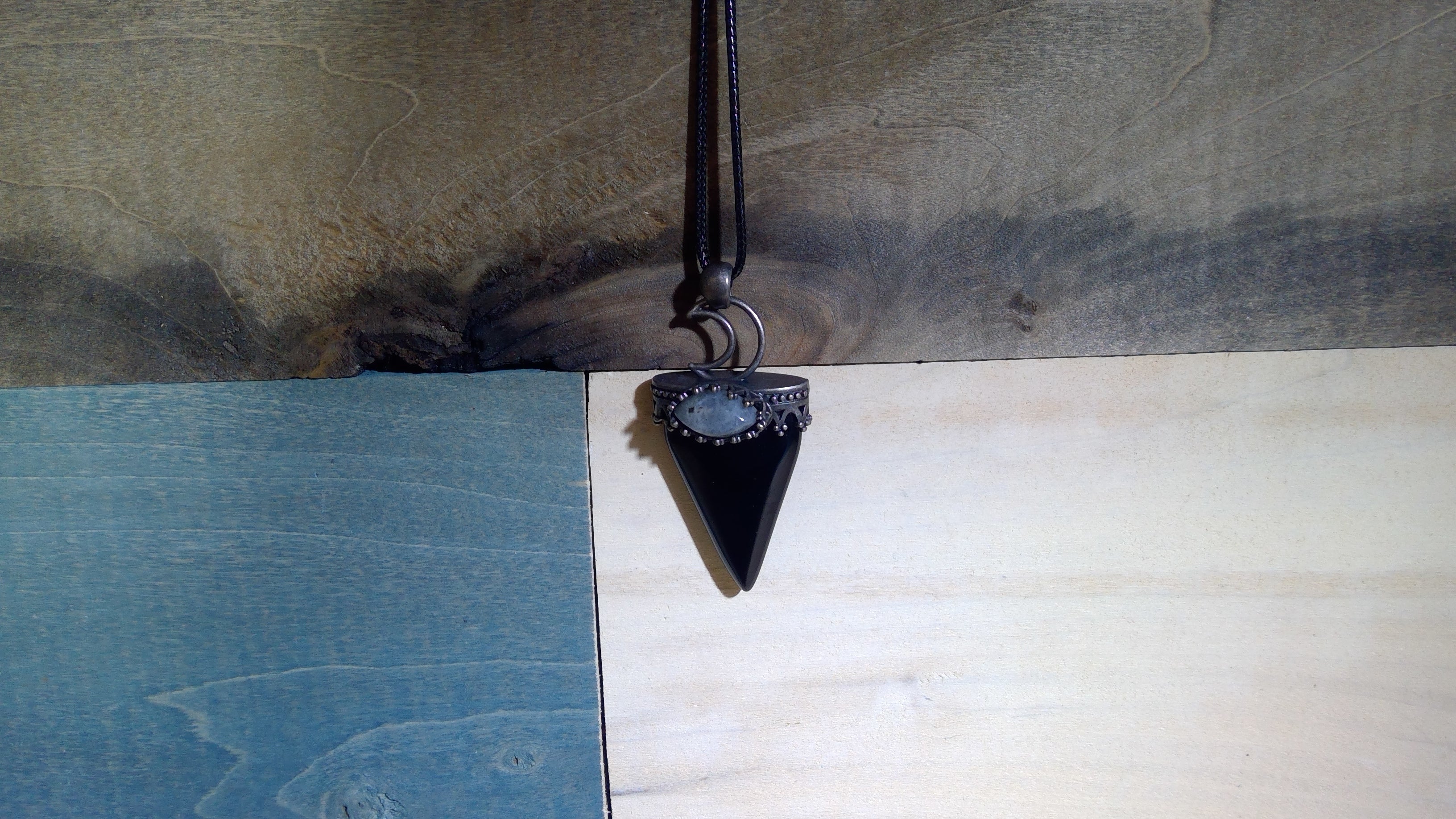 Necklace Arrowhead Black Agate Labradorite-hotRAGS.com